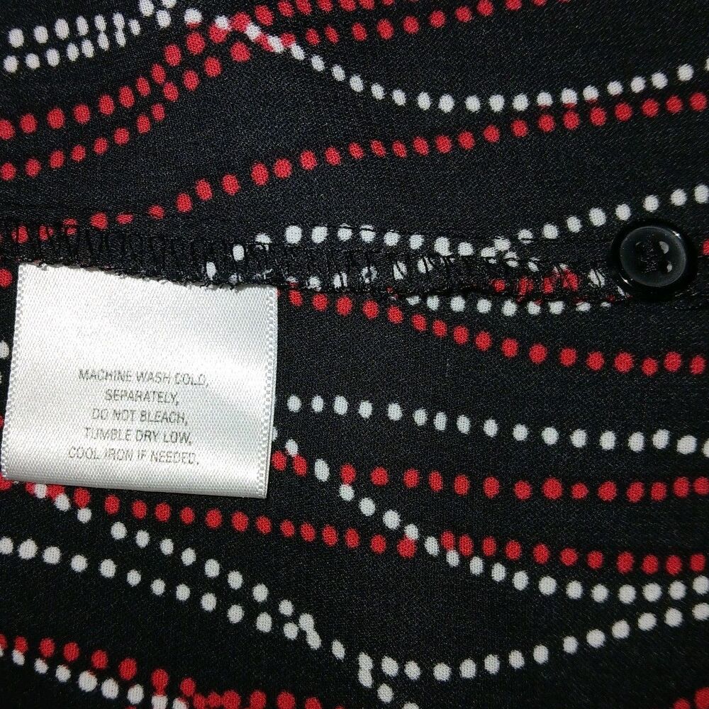 COVINGTON Womens 16/18W Career Casual Dots Stripes Button Short Sleeve Black Top - Picture 6 of 6
